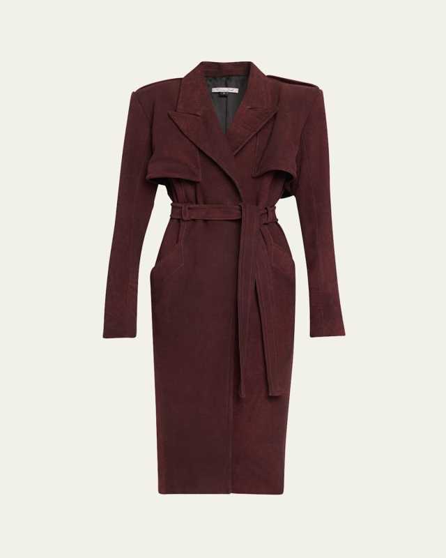 Nubuck Belted Trench Coat